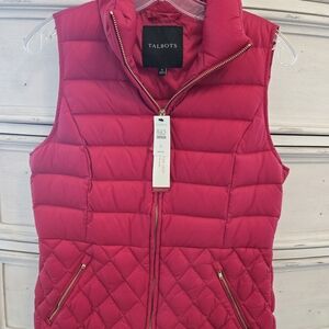 Talbots Red Quilted Down Puffer Vest